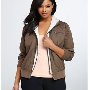 Torrid Bomber Jersey Hood Jacket